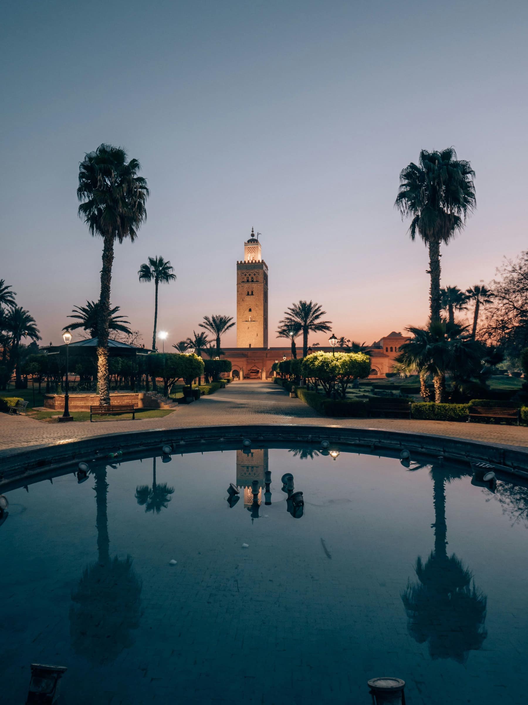 La Koutoubia à la tombée de la nuit