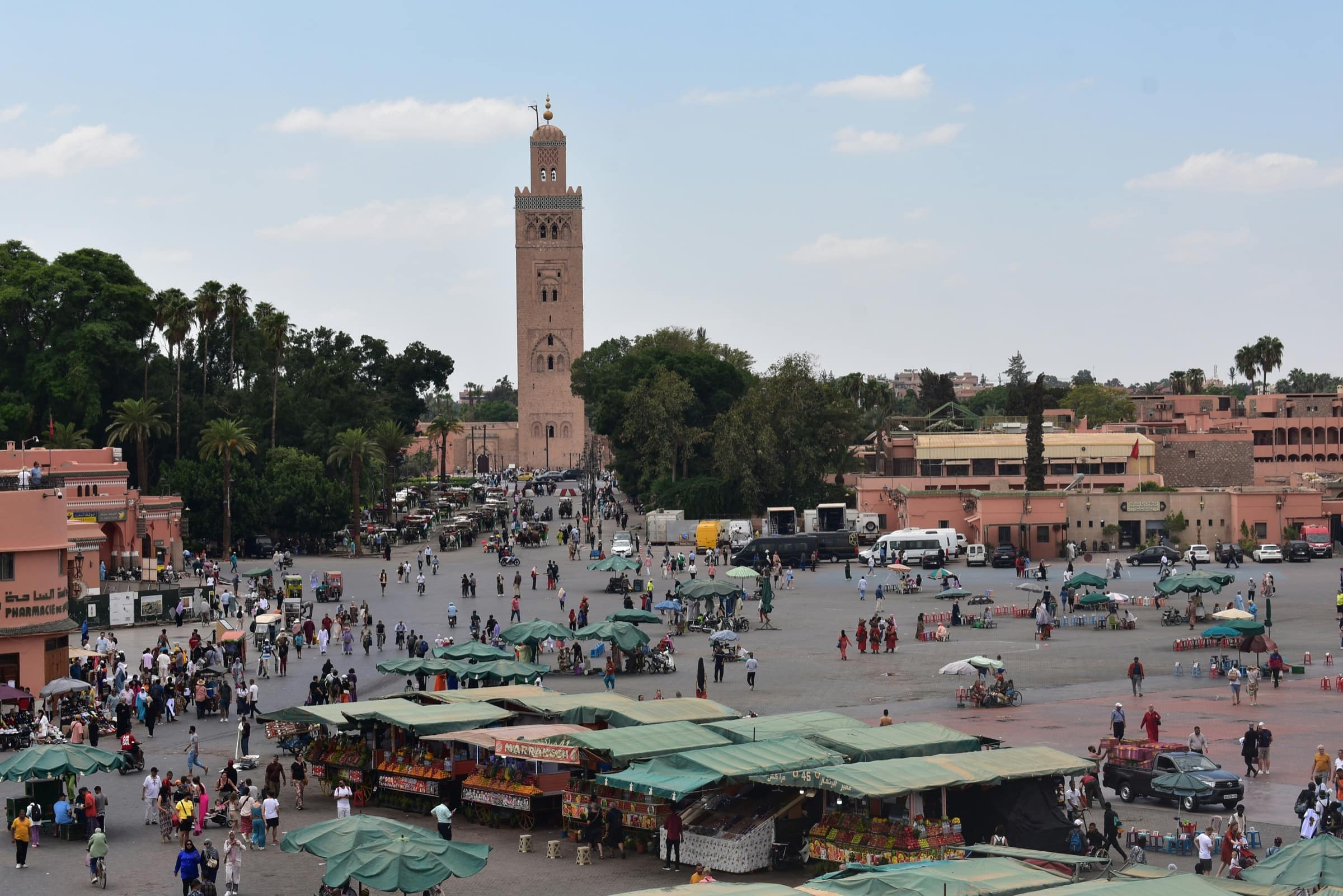 Le minaret vu de Jemaa el-Fna